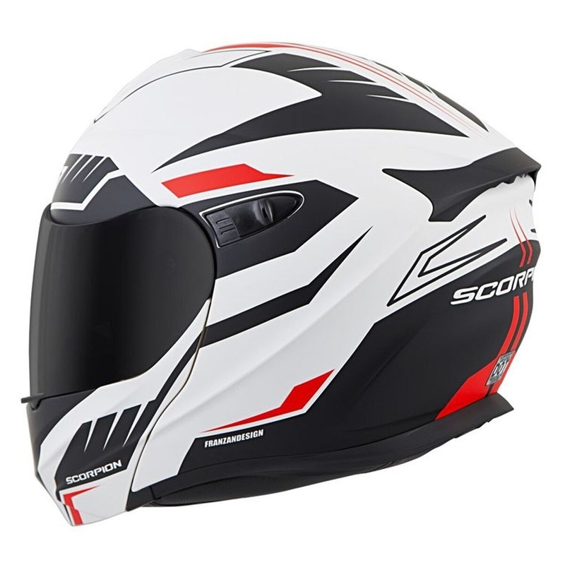 Szczękowy kask motocyklowy Scorpion EXO-920 Shuttle czarno-biało-czerwony wyprzedaż