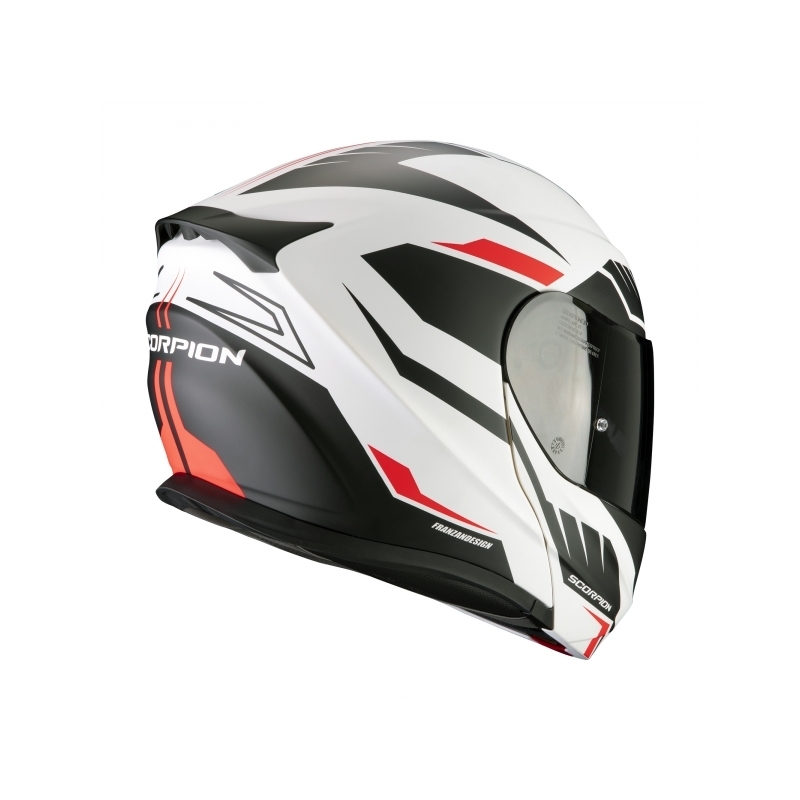 Szczękowy kask motocyklowy Scorpion EXO-920 Shuttle czarno-biało-czerwony wyprzedaż