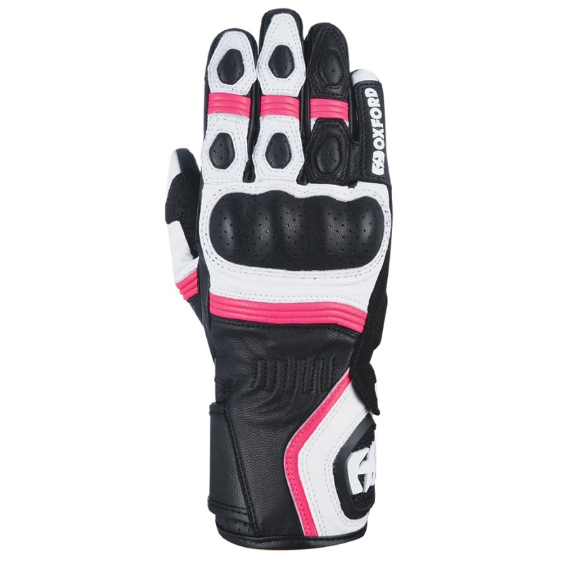 Damskie rękawice motocyklowe Oxford RP-5 2.0 biało-czarno-różowe