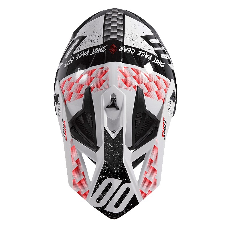Motocrossowy kask Shot Lite Rush czarno-biało-czerwony