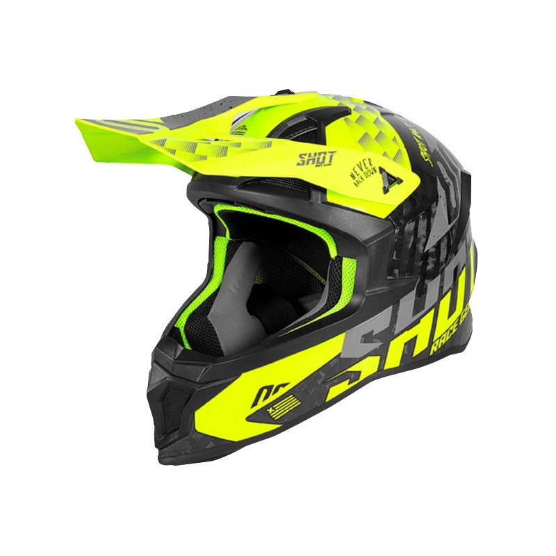 Motocrossowy kask Shot Lite Rush Carbon czarno-szaro-fluo żółty