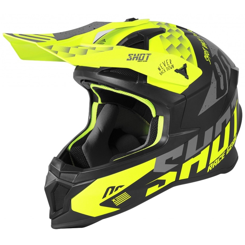 Motocrossowy kask Shot Lite Rush czarno-szaro-fluo żółty