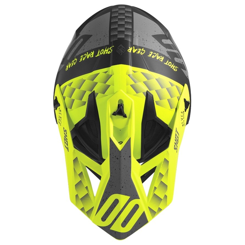 Motocrossowy kask Shot Lite Rush czarno-szaro-fluo żółty