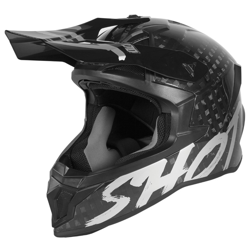 Motocrossowy kask Shot Lite Uni Solid Carbon czarno-srebrny wyprzedaż