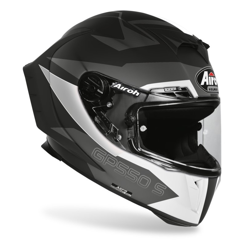 Integralny kask motocyklowy Airoh GP 550S Vector czarno-biało-srebrny