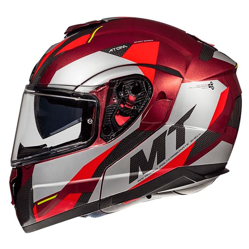 Szczękowy kask motocyklowy MT Atom SV TRANSCEND F5 czerwony