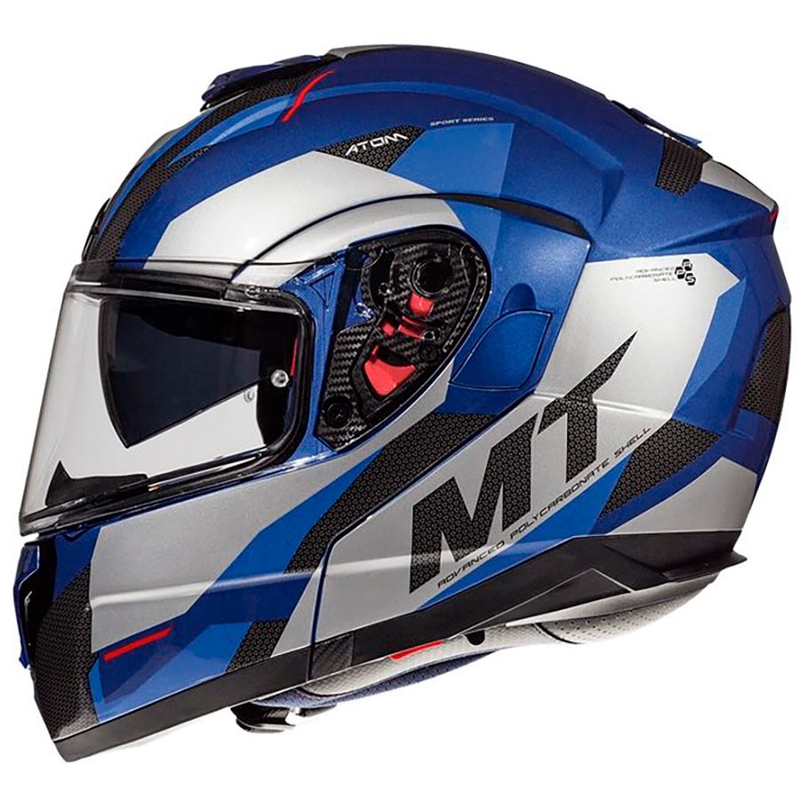 Szczękowy kask motocyklowy MT Atom SV TRANSCEND E7 niebieski wyprzedaż