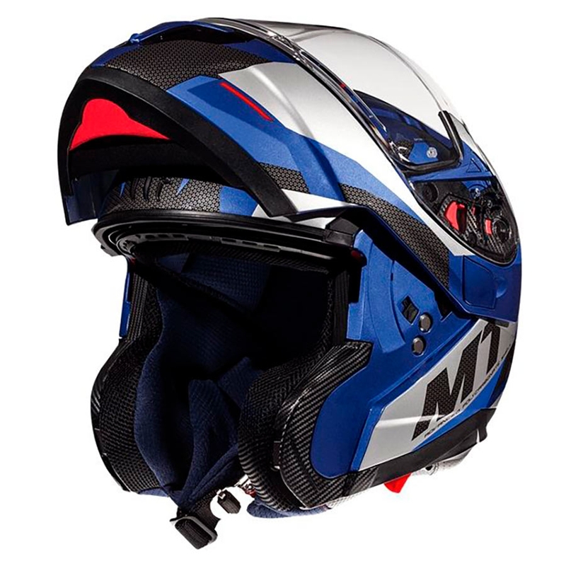 Szczękowy kask motocyklowy MT Atom SV TRANSCEND E7 niebieski wyprzedaż