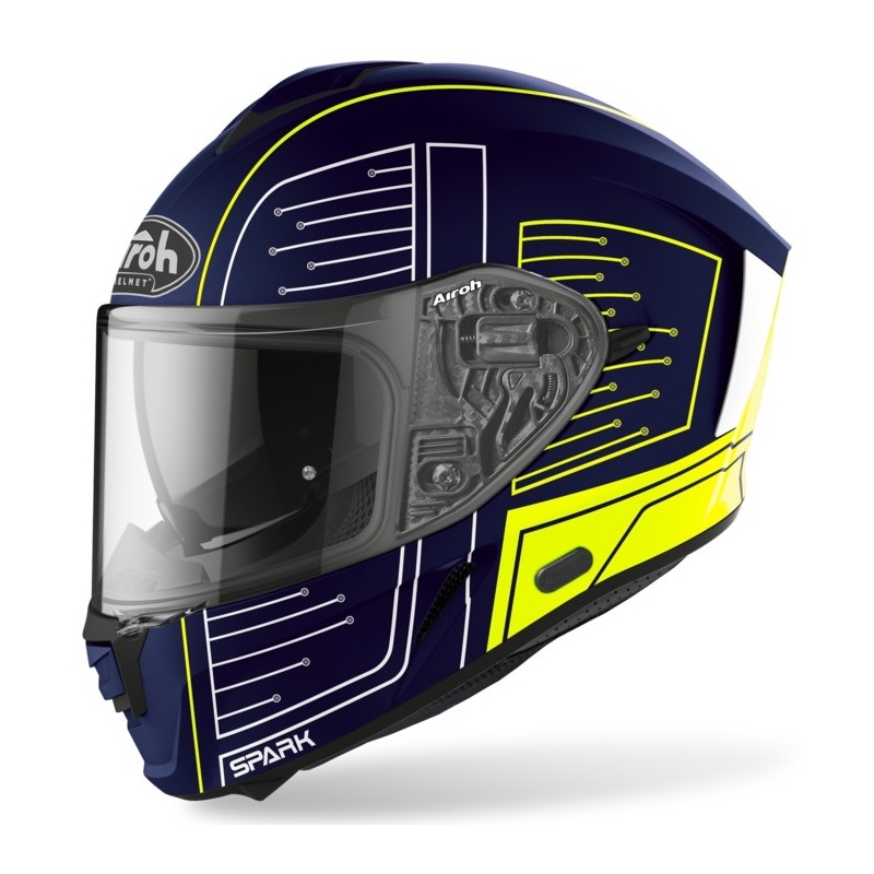 Integralny kask motocyklowy Airoh Spark Cyrcuit niebiesko-biało-żółty
