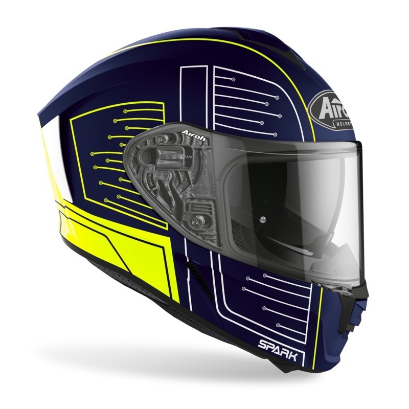 Integralny kask motocyklowy Airoh Spark Cyrcuit niebiesko-biało-żółty