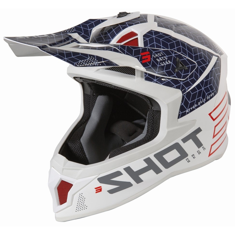 Kask motocrossowy Shot Lite Core white-blue-red.