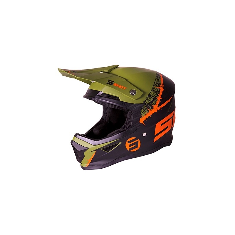 Kask motocrossowy Shot Furious Storm czarno-zielono-pomarańczowy outlet wyprzedaż