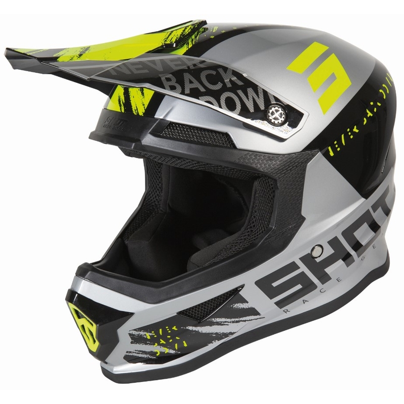 Kask motocrossowy Shot Furious Draw czarno-szary-fluo żółty