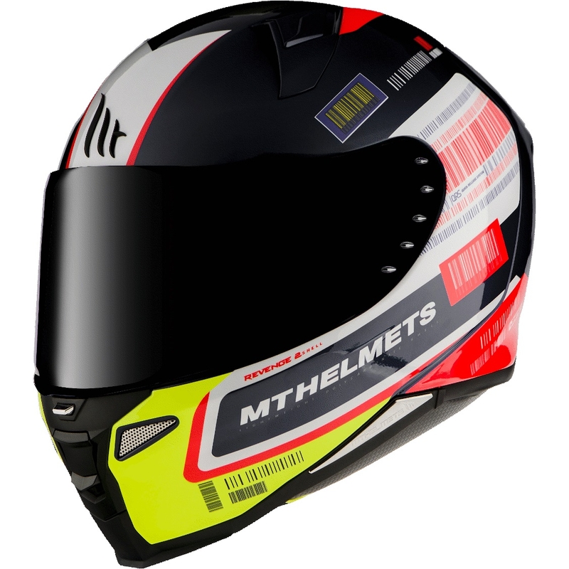 Integralny kask motocyklowy MT Revenge 2 RS czarno-biało-żółto-czerwony