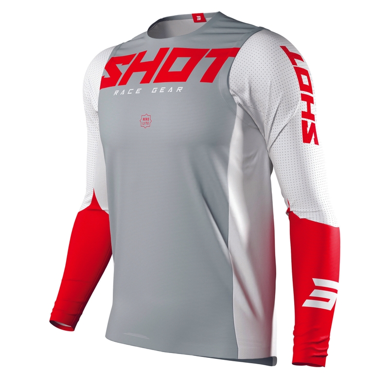 Motocrossowa koszulka Shot Aerolite Airflow szaro-biało-czerwona wyprzedaż