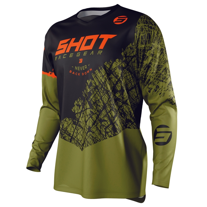 Motocrossowa koszulka Shot Devo Storm czarno-khaki zielona