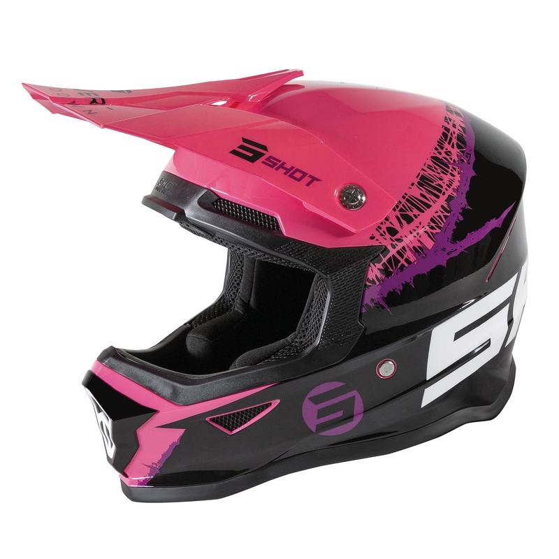 Dziecięcy kask motocrossowy Shot Furious Storm black-pink-purple wyprzedaż