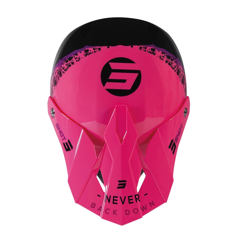Dziecięcy kask motocrossowy Shot Furious Storm black-pink-purple wyprzedaż