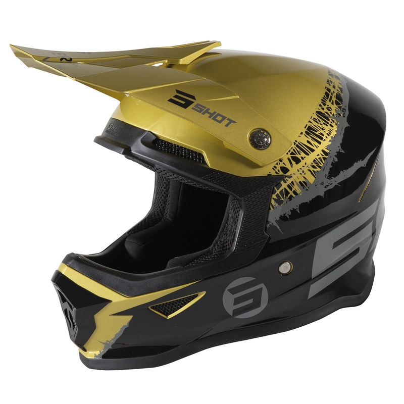Kids Motocross Helmet Shot Furious Storm black-grey-gold