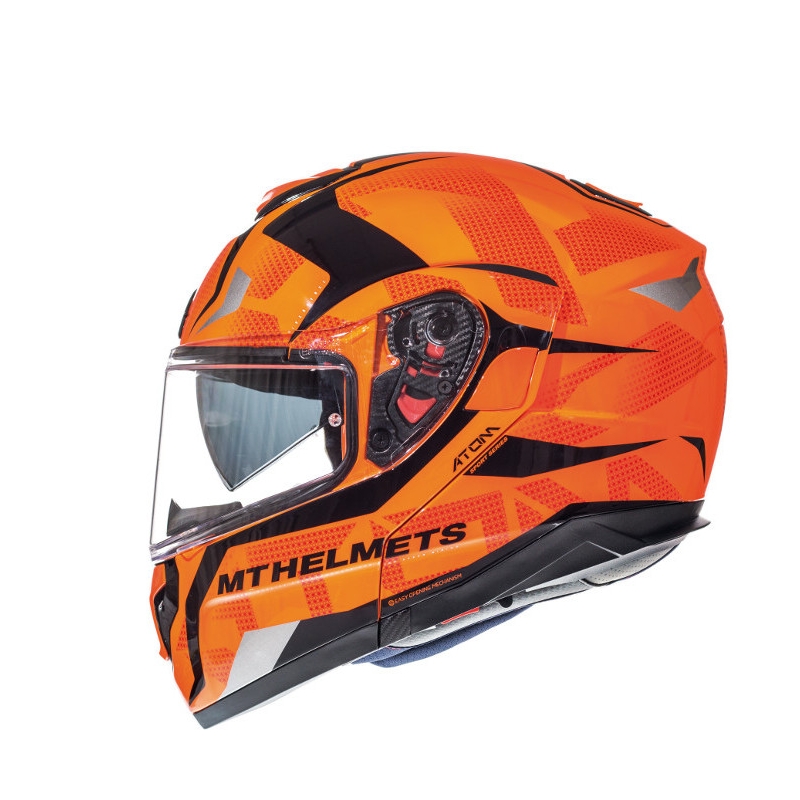 Szczękowy kask motocyklowy MT Atom Divergence fluo pomarańczowy wyprzedaż