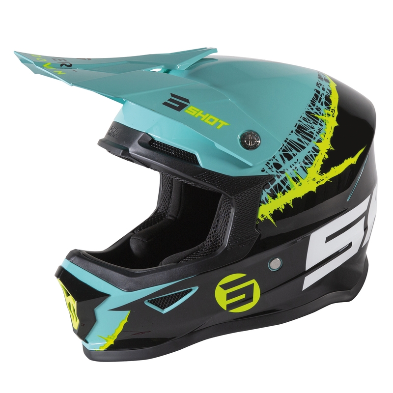 Kids Motocross Helmet Shot Furious Storm black-green-fluo yellow