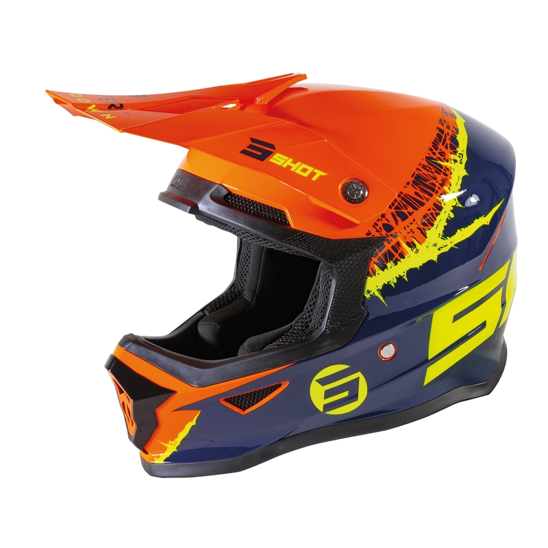 Dziecięcy kask motocrossowy Shot Furious Storm pomarańczowo-żółto-niebieski wyprzedaż
