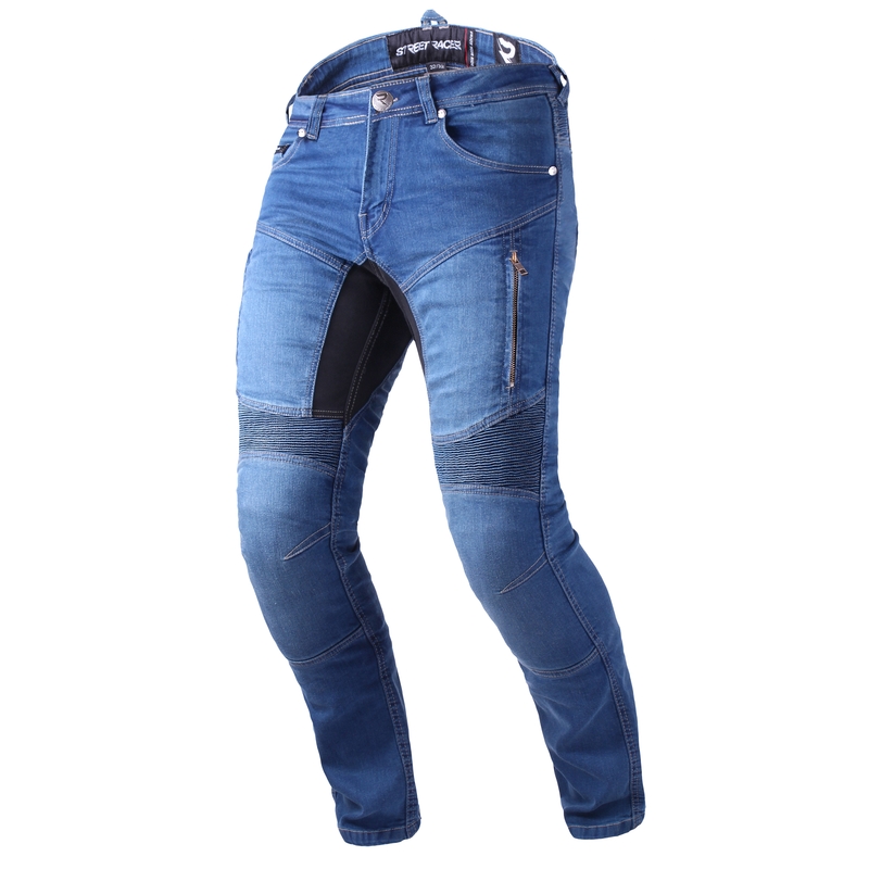 Jeansy motocyklowe Street Racer Stretch II CE niebieskie skrócone
