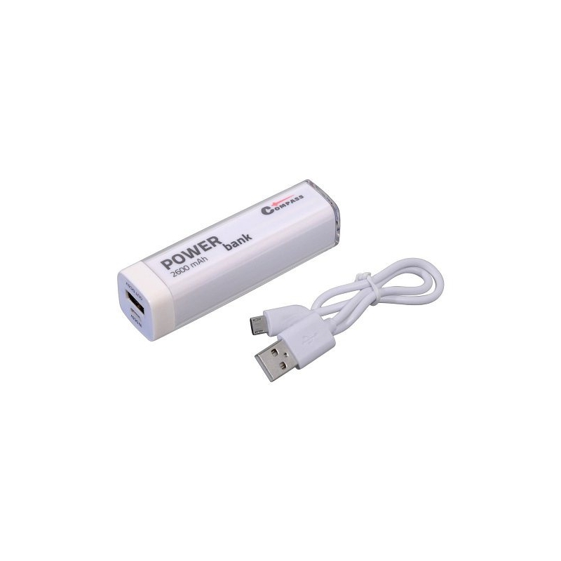 POWER BANK 2600mA biały + kabel 30cm