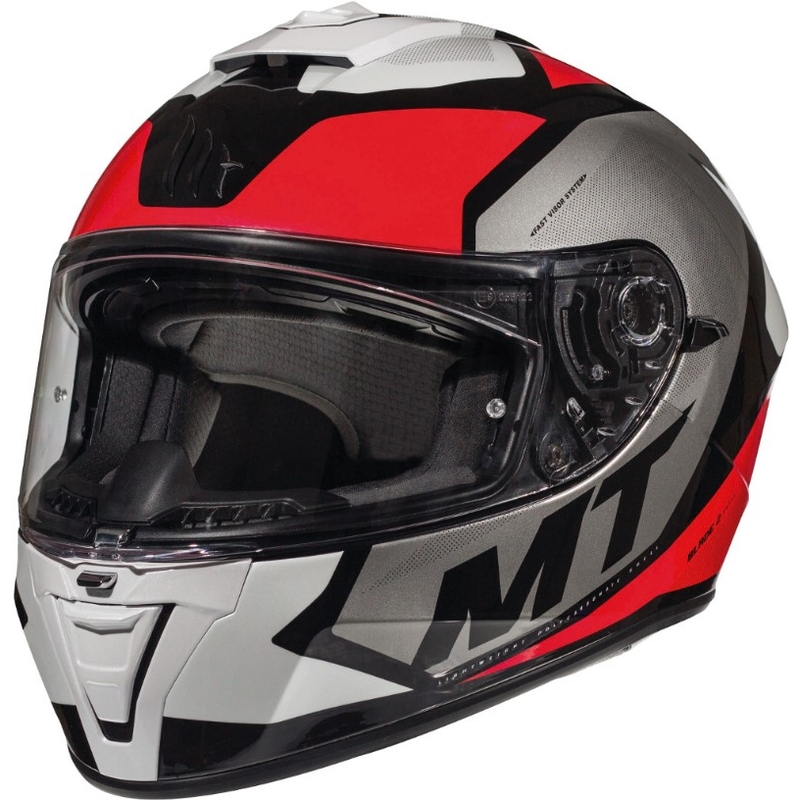 Integralny kask motocyklowy MT Blade 2 SV Trick czarno-szaro-czerwony - II. jakość