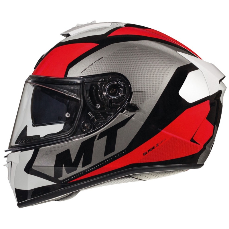 Integralny kask motocyklowy MT Blade 2 SV Trick czarno-szaro-czerwony - II. jakość
