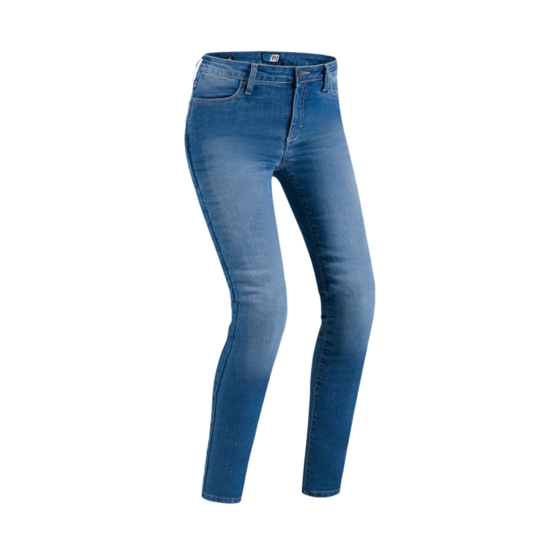 Damskie jeansy motocyklowe PMJ Skinny niebieskie wyprzedaż