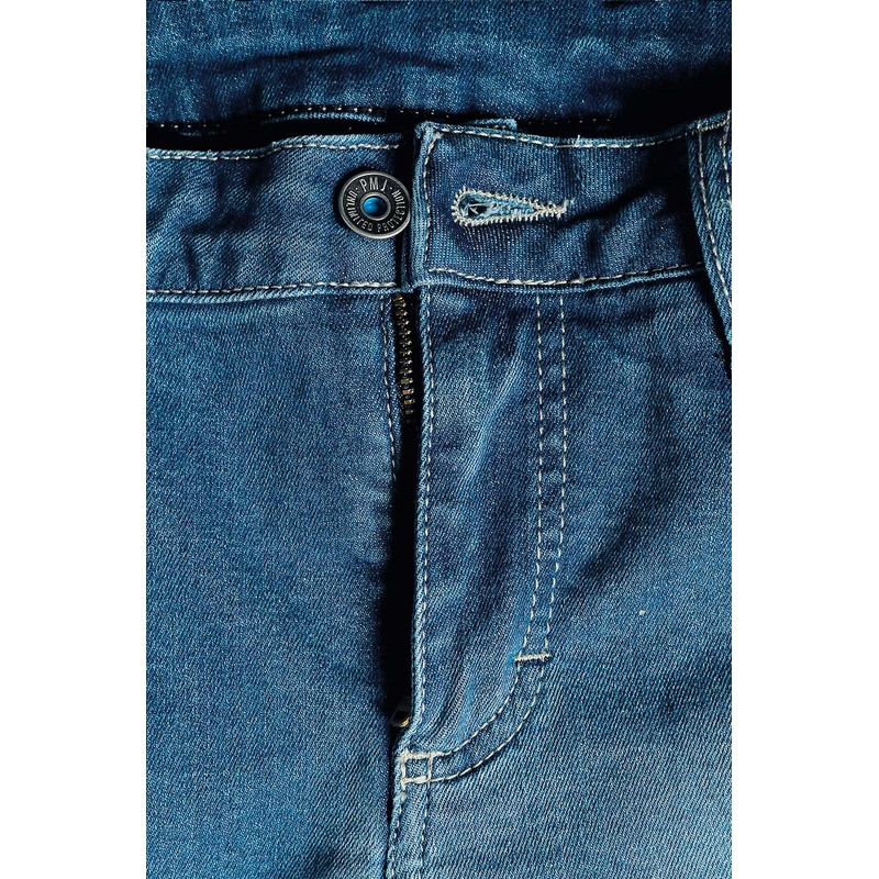 Damskie jeansy motocyklowe PMJ Skinny niebieskie wyprzedaż