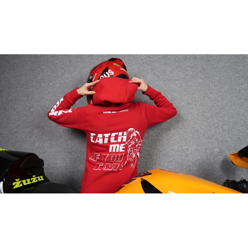 Damska bluza z kapturem Catch me if you can red wyprzedaż