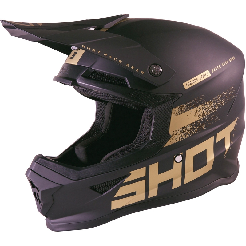 Kask motocrossowy Shot Furious Raw 2.0 black-gold outlet wyprzedaż
