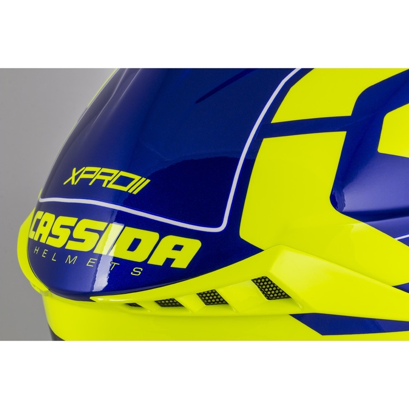 Kask motocrossowy Cassida Cross Pro II Contra fluo yellow-blue-white