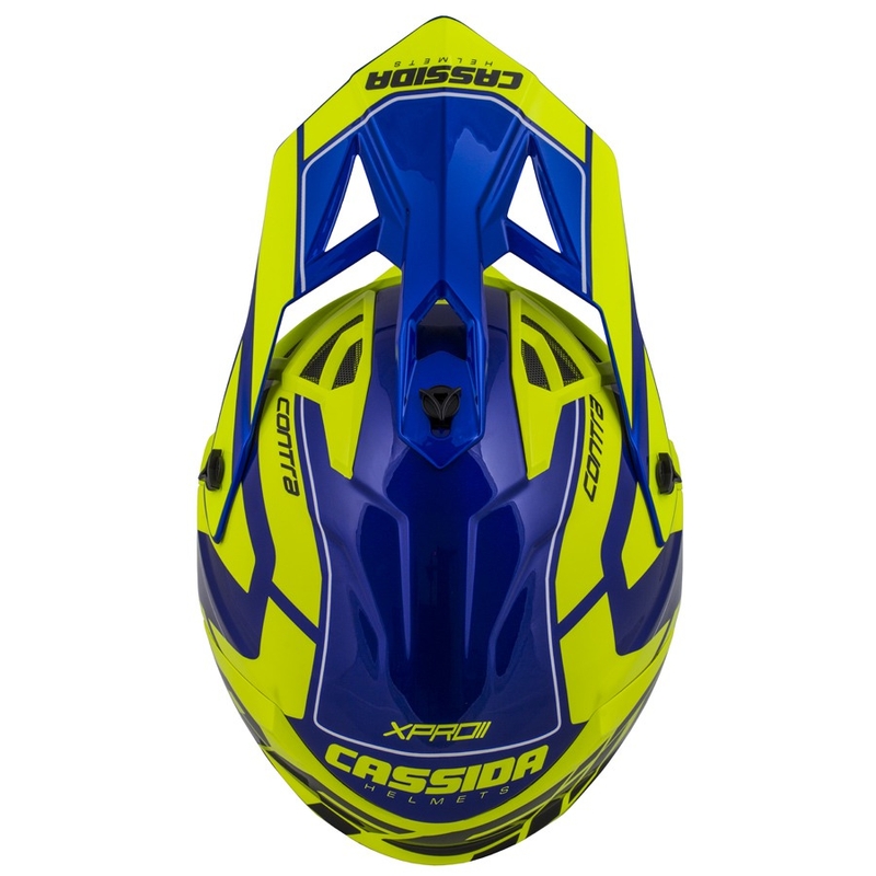 Kask motocrossowy Cassida Cross Pro II Contra fluo yellow-blue-white
