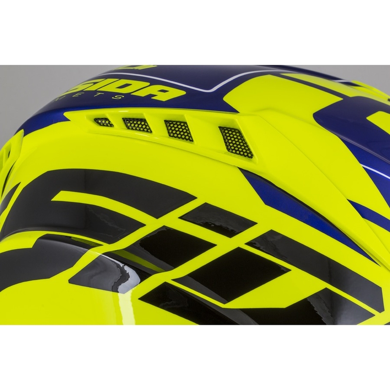 Kask motocrossowy Cassida Cross Pro II Contra fluo yellow-blue-white