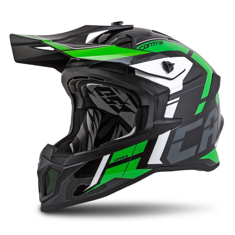 Kask motocrossowy Cassida Cross Pro II Contra czarny-szary-biały-zielony