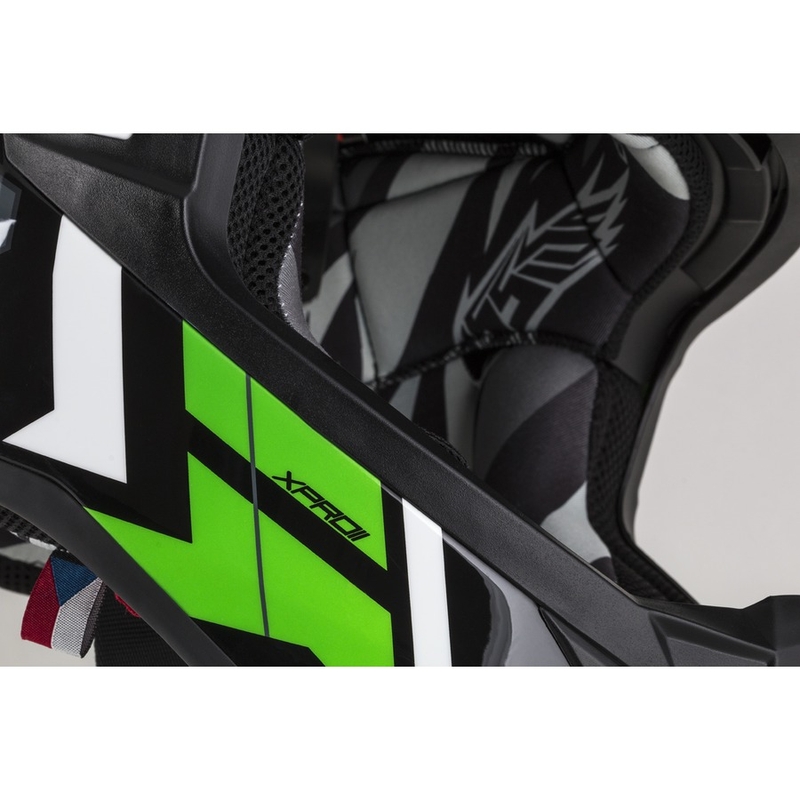 Kask motocrossowy Cassida Cross Pro II Contra czarny-szary-biały-zielony