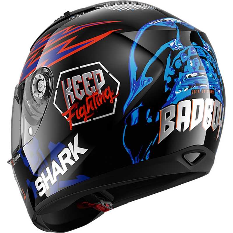 Integralny kask motocyklowy SHARK RIDILL 1.2 Catalan Bad Boy czarno-pomarańczowo-niebieski wyprzedaż