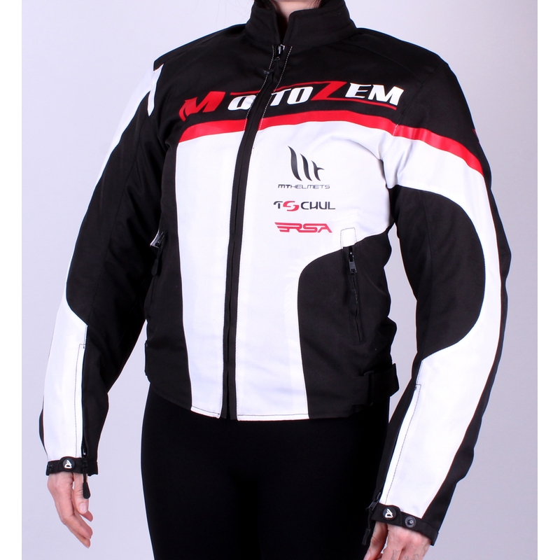 Damska kurtka motocyklowa MotoZem Edition czarno-biała wyprzedaż