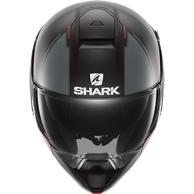 Szczękowy kask motocyklowy SHARK EVOJET Vyda czarno-szaro-czerwony