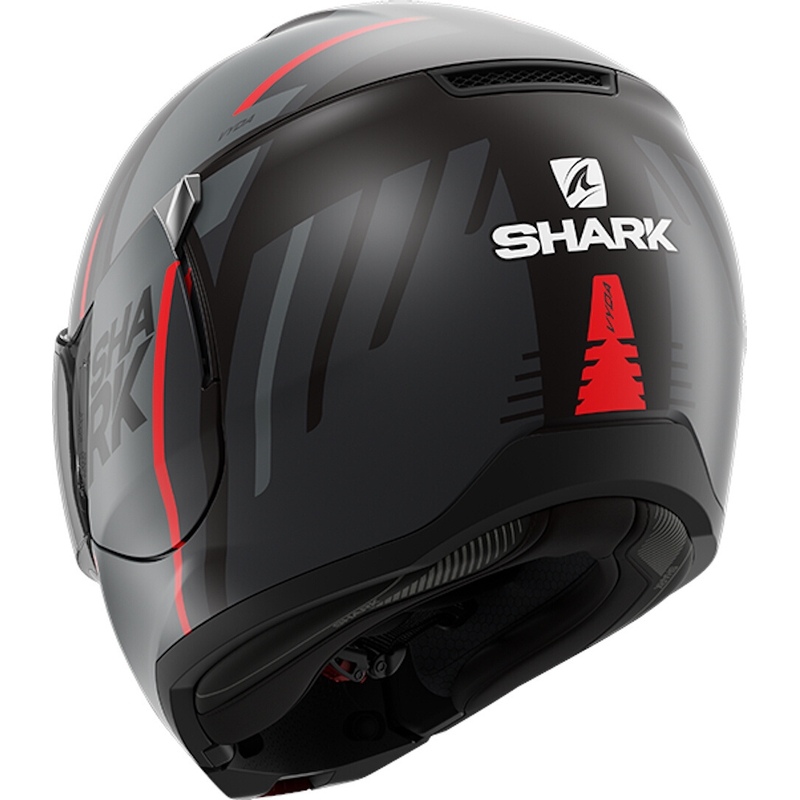 Szczękowy kask motocyklowy SHARK EVOJET Vyda czarno-szaro-czerwony
