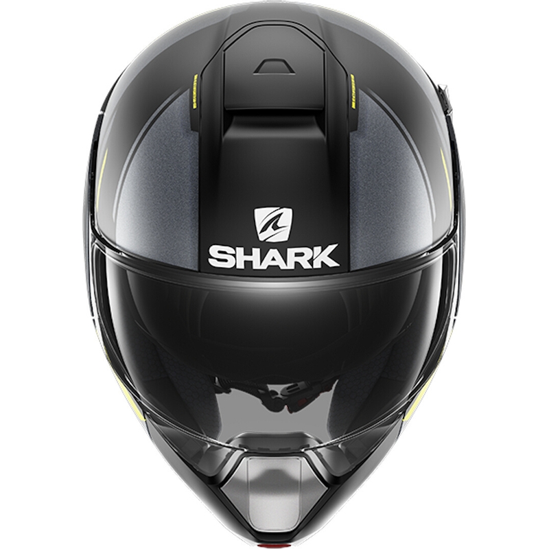 Szczękowy kask motocyklowy SHARK EVOJET Vyda czarno-szaro-żółty