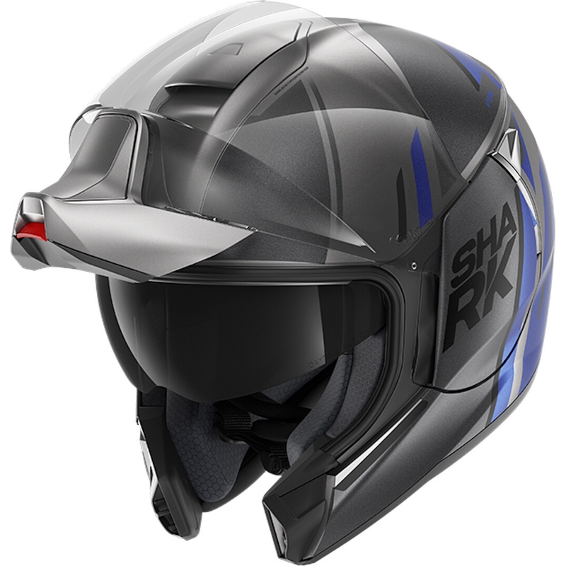 Szczękowy kask motocyklowy SHARK EVOJET Vyda szaro-niebieski