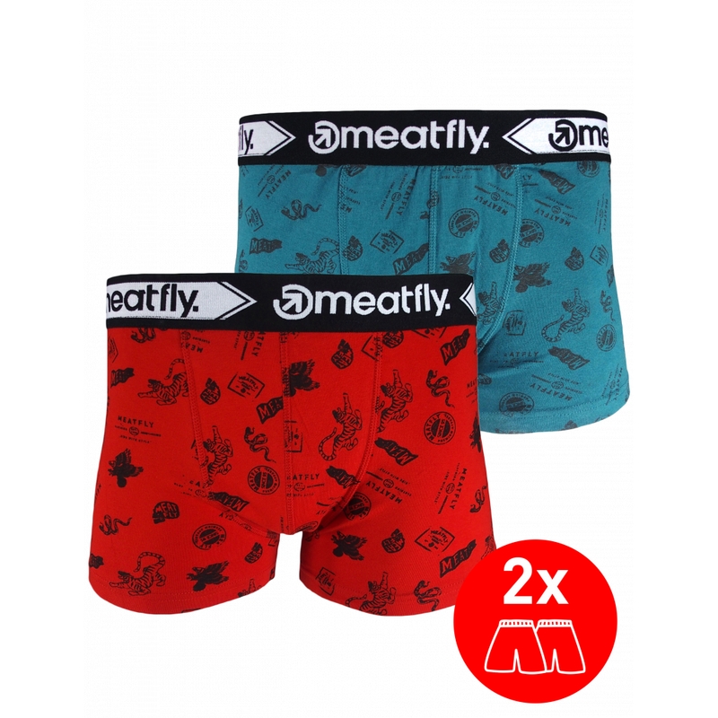 Meatfly Balboa Double pack boxer shorts - Stamps