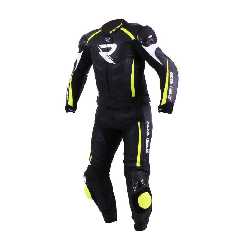 Męski kombinezon motocyklowy Street Racer Line black-white-fluo yellow wyprzedaż.