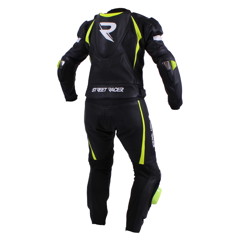 Męski kombinezon motocyklowy Street Racer Line black-white-fluo yellow wyprzedaż.