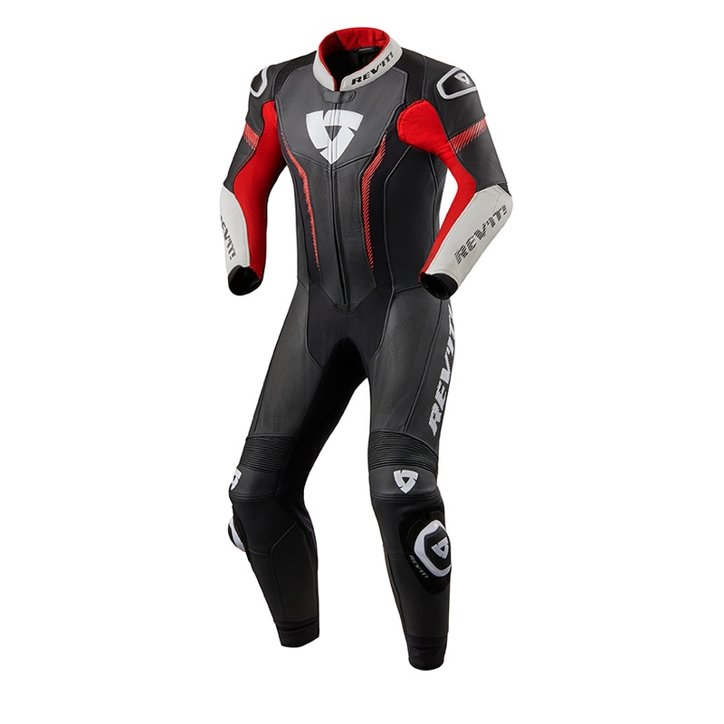 Jednoczęściowy kombinezon motocyklowy Revit Argon czarno - fluo czerwony wyprzedaż