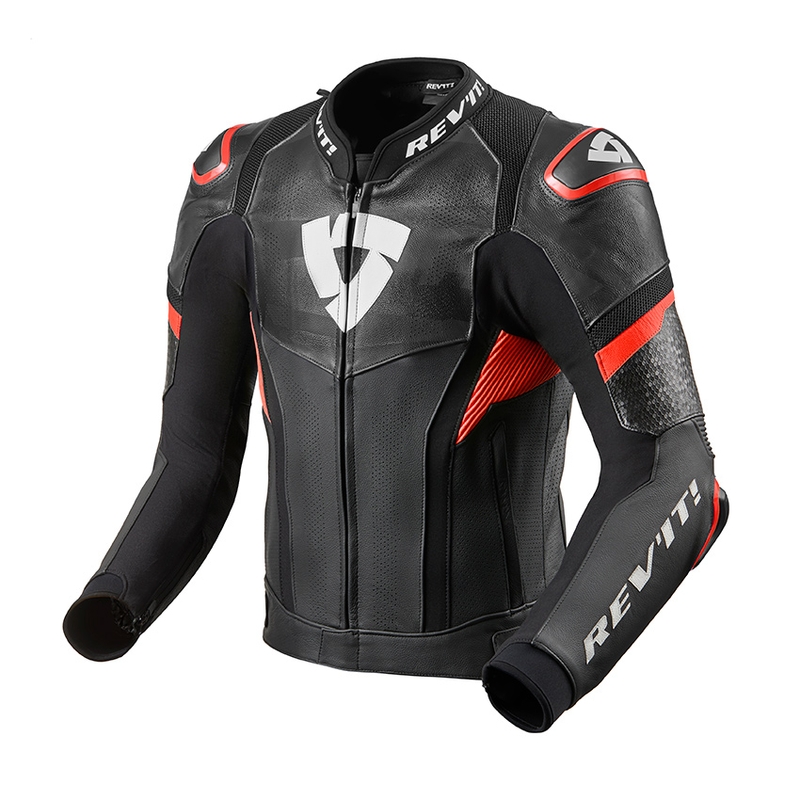 Skórzana kurtka motocyklowa Revit Hyperspeed Pro czarno-fluo czerwona wyprzedaż